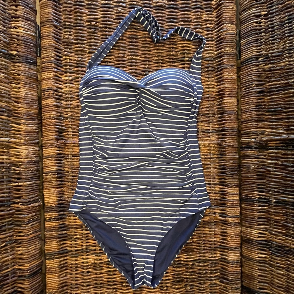 Convertible halter one piece swim suite. Blue and white size 8